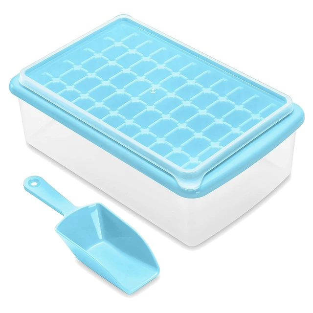 Ice Cube Tray with Lid and Storage Bin Easy-Release 55 Ice Tray with  Spill-Resistant