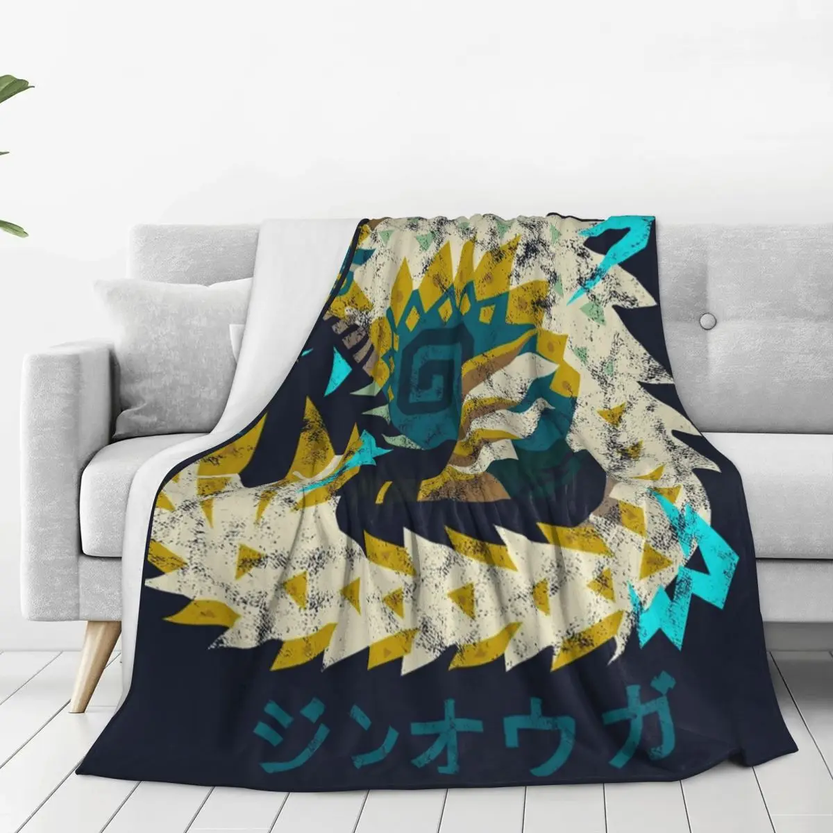 Monster Hunter World Iceborne Zinogre Kanji Blanket Fleece Super Soft Sofa Throw Blankets For Home Travel Throws Bedspread Quilt 6