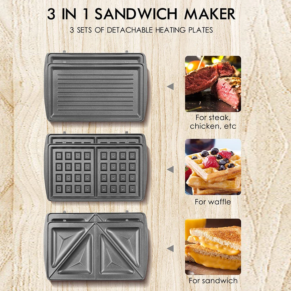 Plancha eléctrica para hacer sándwiches, tostadora de 750W, horno eléctrico  para cocinar, hacer desayuno, hacer gofres de huevo, enchufe estadounidense  - AliExpress