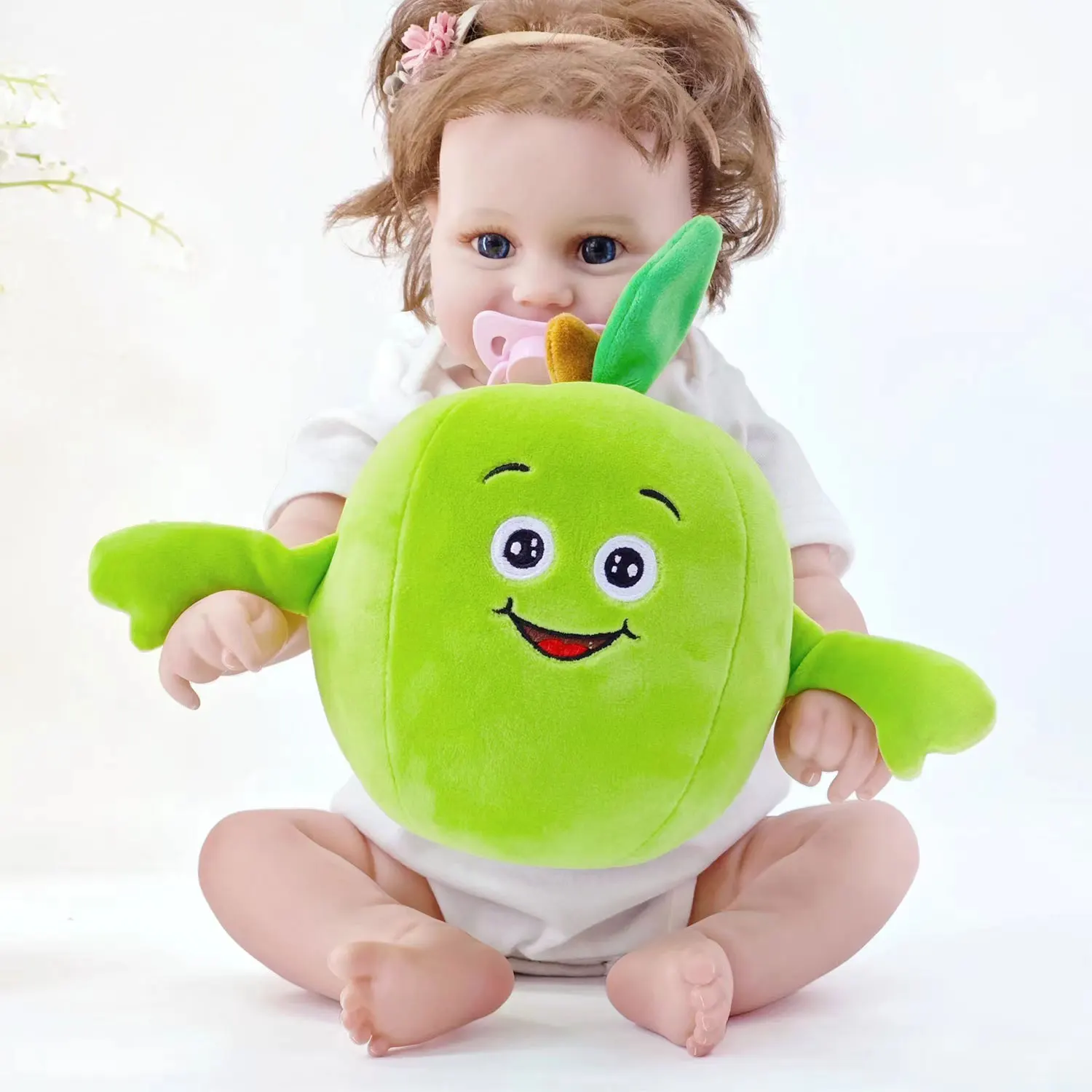 Basket of fruit simulation fruit plush toys apple banana raspberry idyllic style ornaments soft pillow, event party dolls 5
