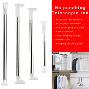 Poste telescópico ajustable para cortina, palos extensibles, varillas  colgantes multiusos, colgador cargado, producto de baño - AliExpress