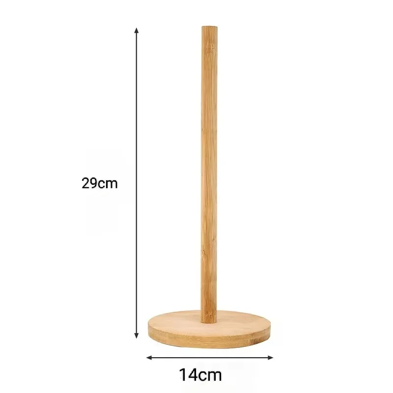 Kitchen Wooden Roll Paper Towel Holder Bathroom Tissue Vertical Stand Disposable Paper Pot Kitchen Toilet Storage Accessories 2