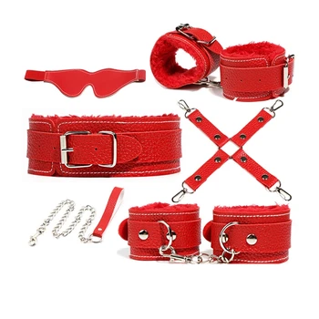 6pcs BDSM Restraint Fetish Collar Handcuff Bondage Blindfold Set Sex Toys for Women Beginners Adult Games Exotic Accessories 3
