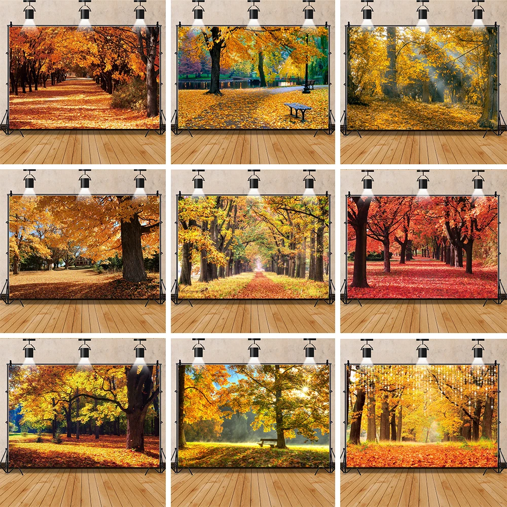 

Maple Trees Leaves Photography Backgrounds Autumn Natural Scenery Backdrops for Photographers Portrait Photo Studio