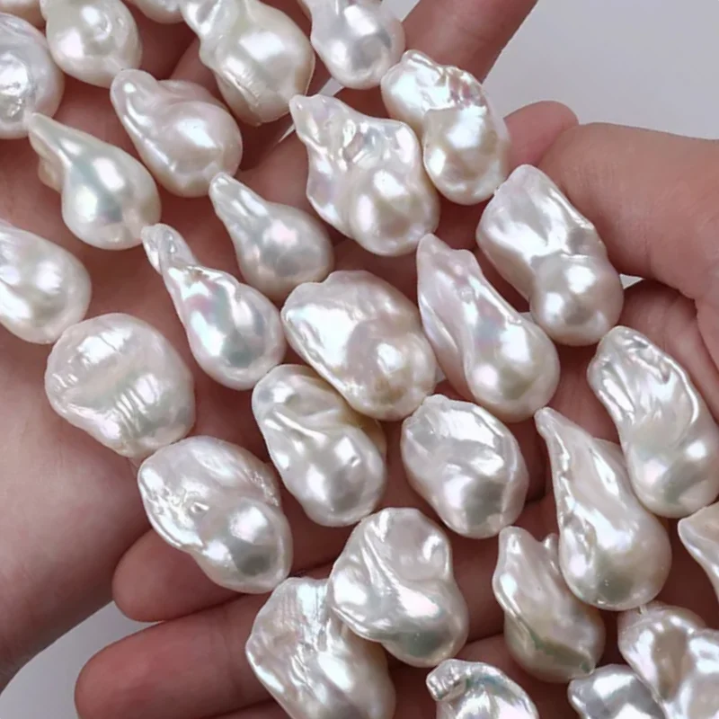 

17-18mm 100% Nature Freshwater Pearl Big Pearl Necklace Baroque Irregular Teartail Pearl Natural White Lady Diy Jewelry 36-38