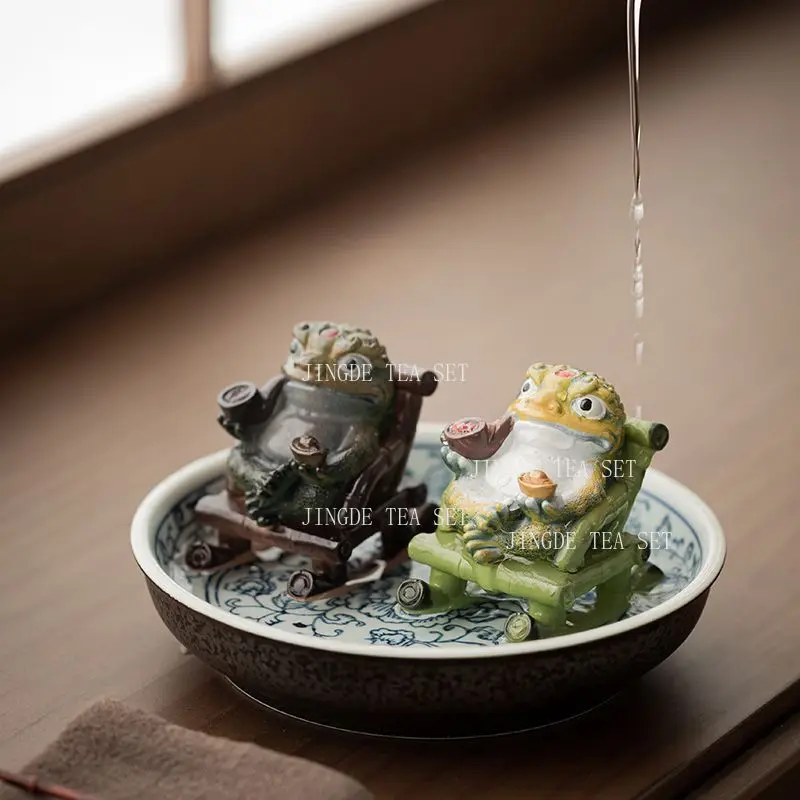 Color Changing Rocking Chair Golden Toad Tea Pet Home Chinese Style Wealth Attracting Tea Table Decoration Ornaments