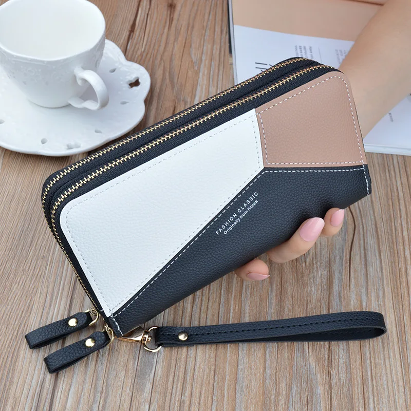 2023 New Women's Wallet Double Zipper Long Fashion Simple Handbags for Women Lychee Pattern Large Capacity Double Women's Purses 6