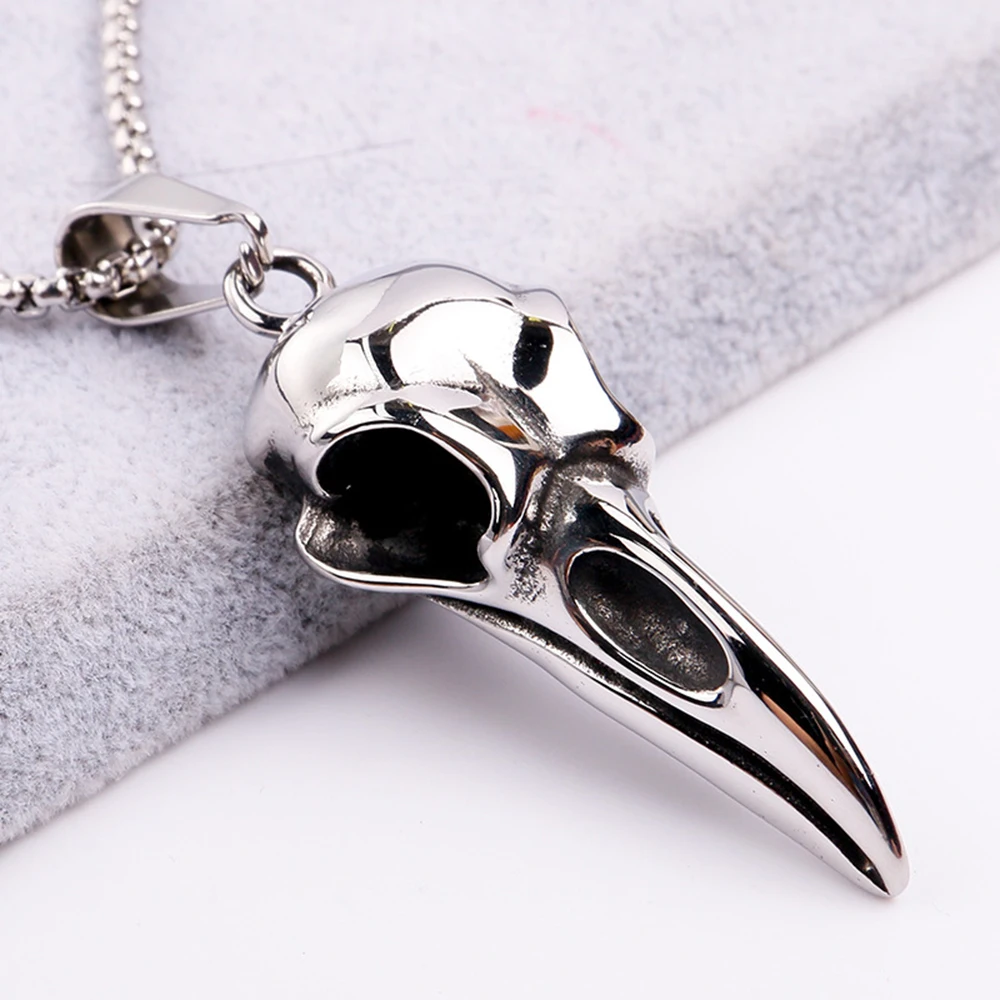 Mode Nordic Viking Crow Kopf Odin Anhänger Halskette Für Männer 316L Edelstahl Punk Hip Hop Jugendliche Tier Persönlichkeit Schmuck – Detail 10