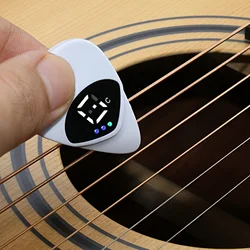 Dual-Function Guitar Pick & Tuner - Portable, Multi-Purpose Pitch Calibrator with 12-Tone Equal Temperament (WHITE)
