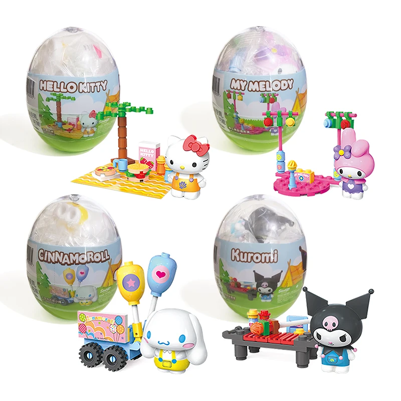 Sanrio Hello Kitty Building Block Set Sanrio Anime Puppet Twisted ToyKuromi Doll Capsule Toy Children's Birthday Christmas Gifts