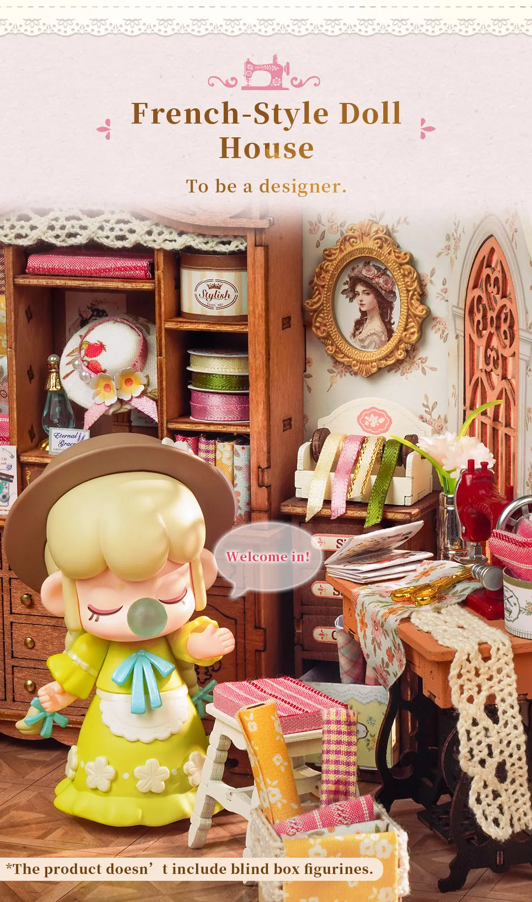 Robotime Elsa's Tailoring Shop DIY Miniature House Victorian Style Craft Studio Kit Interior Decor Unique Gift for Adults Teens
