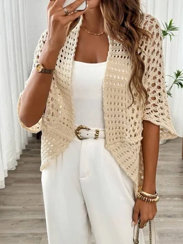 Spring and summer loose hollow elegant knitted jacket cardigan 1