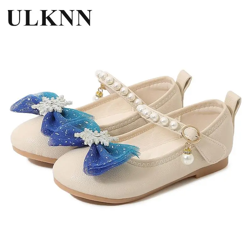 Children's Flat Shoes The New Summer 2023 Round Head Lovely Bowknot Fashion Kid's Shoes Pearl  Pink Shoes  Mary Janes For Girls lovely toddler girl s mary janes vintage new 2024 shallow autumn round toe non slip classic light kids shoe children flat shoes