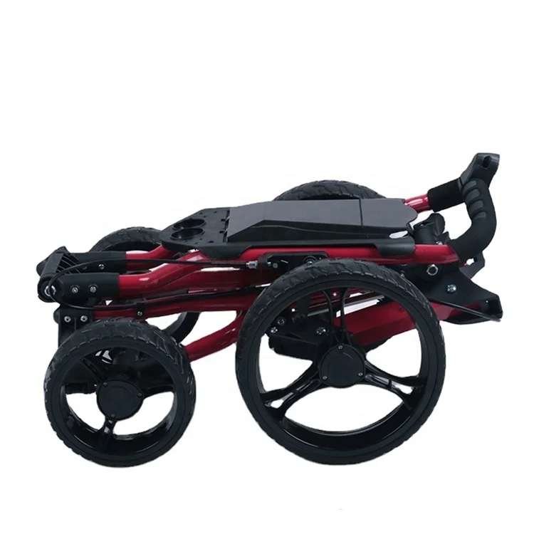 Nice Quality Manufacturer 4 Wheels Foldable Golf Trolley Aluminum Frame Golf Push Buggy