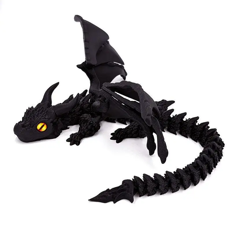 3D Printed Winged Dragon Figurine - Art Deco Resin Sculpture