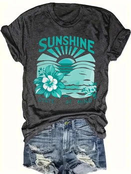 Women's plus size tank top Sunshine State Of Mind Flower Suitable for sports and daily wear womens clothes summer beach vacation