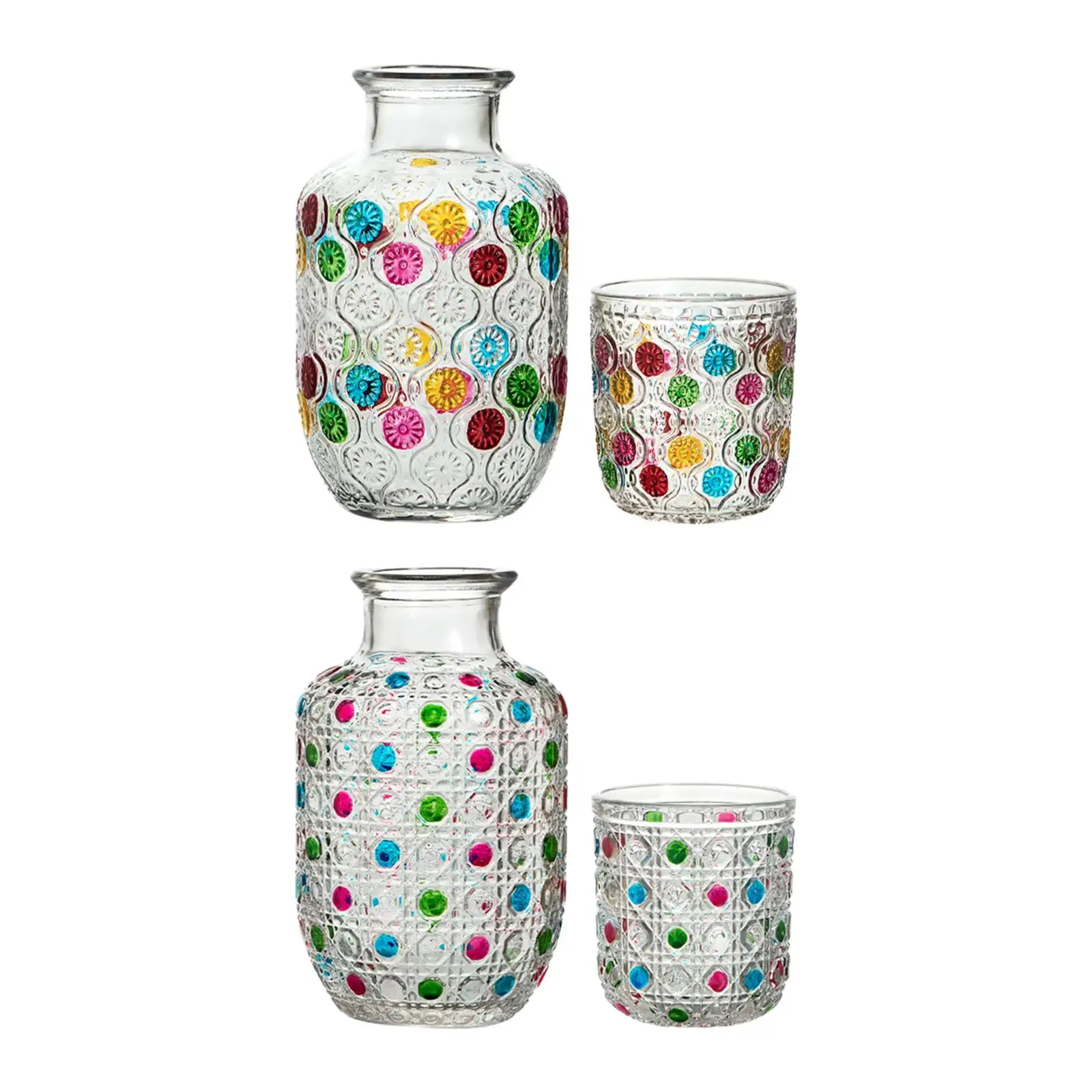 NightStand Glass Pitcher Gift Bedside Water Carafe and Glass Set Tumbler Glass for Bedroom Night Countertop Wedding Sleeping