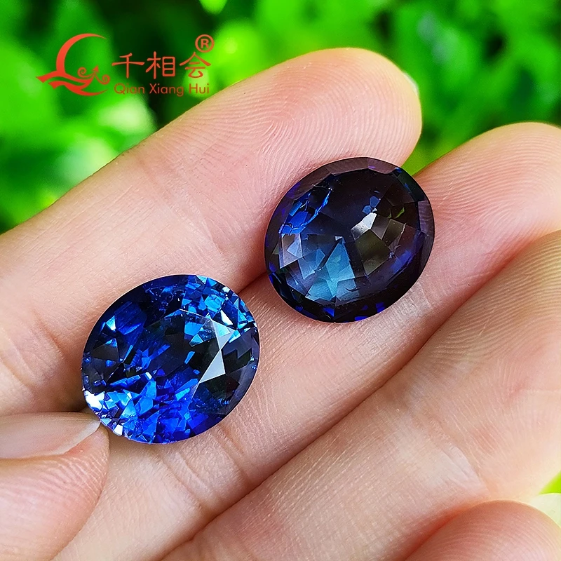 Thailand cut Cornflower blue color artificial Sapphire oval shape