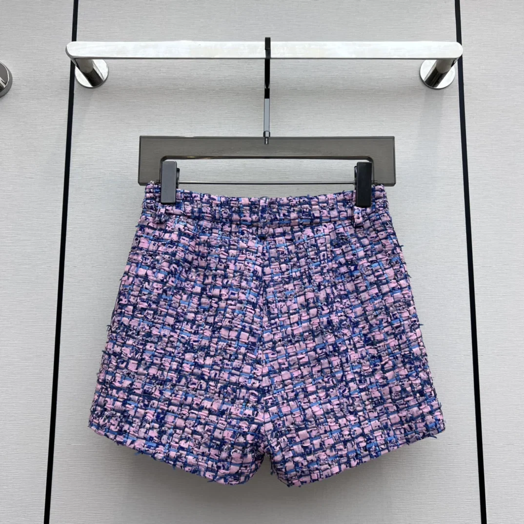 

Luxury Brand Women's Plaid Tweed Shorts Famous International Brand Designer Short Pants Lady High Quality Fashion Slim Shorts