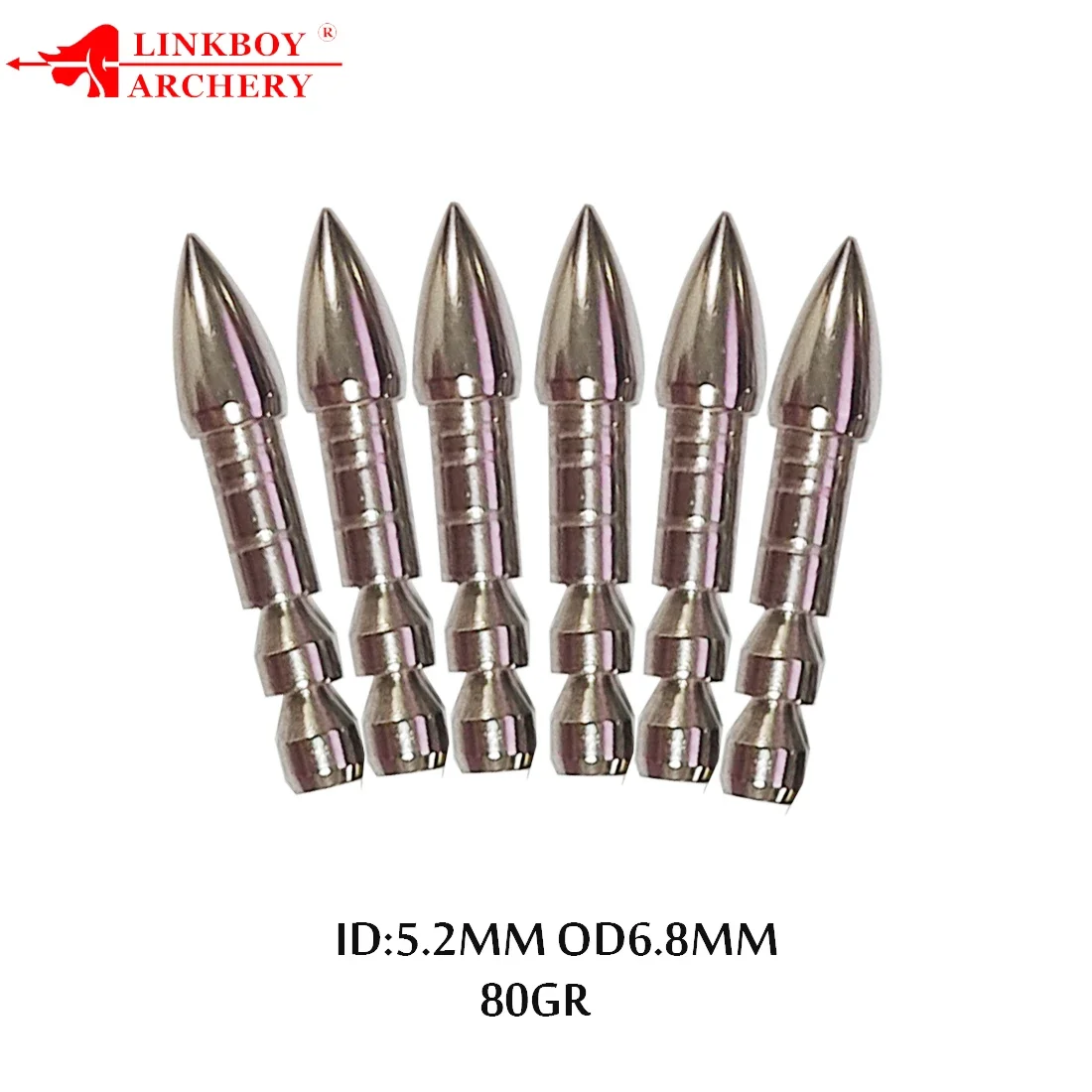 12pcs Archery Insert ID5.2mm OD6.8mm Carbon Arrows Shaft Arrowhead Target Point Tips 80gr Practice Hunting