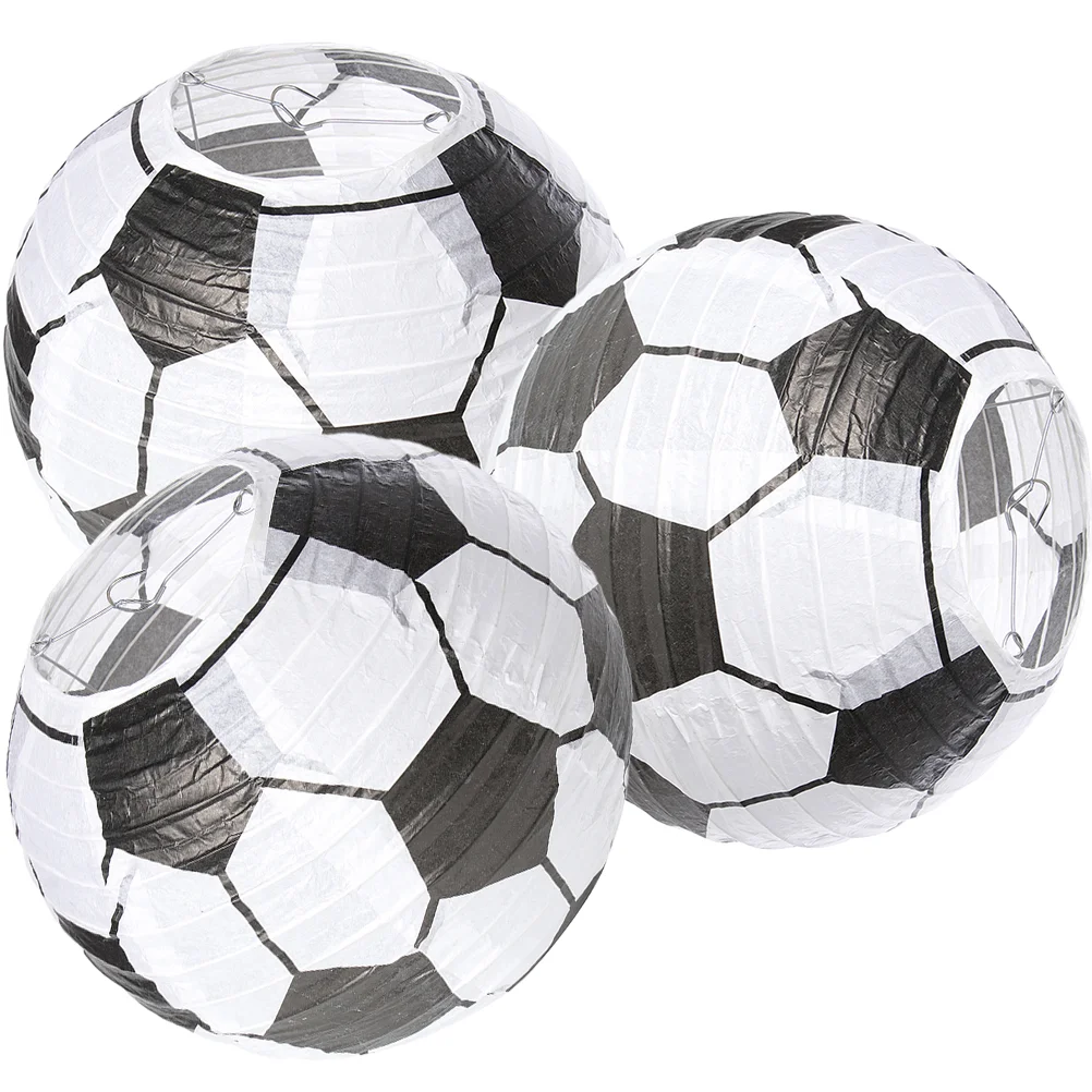 

3 Pcs Lamp Shade Lampshade Paper Craft Lanterns Hanging Sports Party Theme Soccer Decorations Child