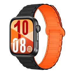 Breathable Silicone Magnetic Strap Bracelet - Huawei fit 4 pro (13 black orange)