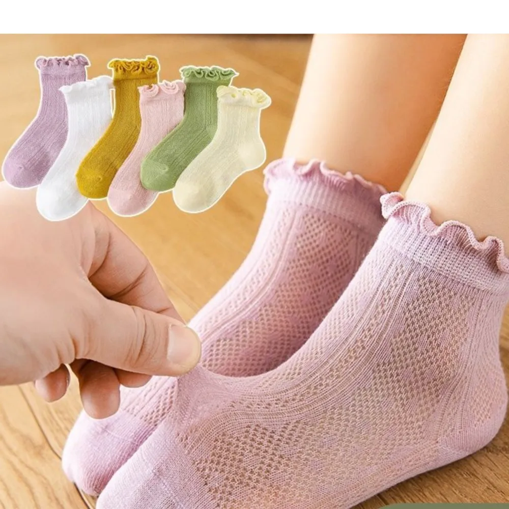 children's socks thin girls sokken breathable mesh ultra-thin spring summer princess lace white sock candy socks