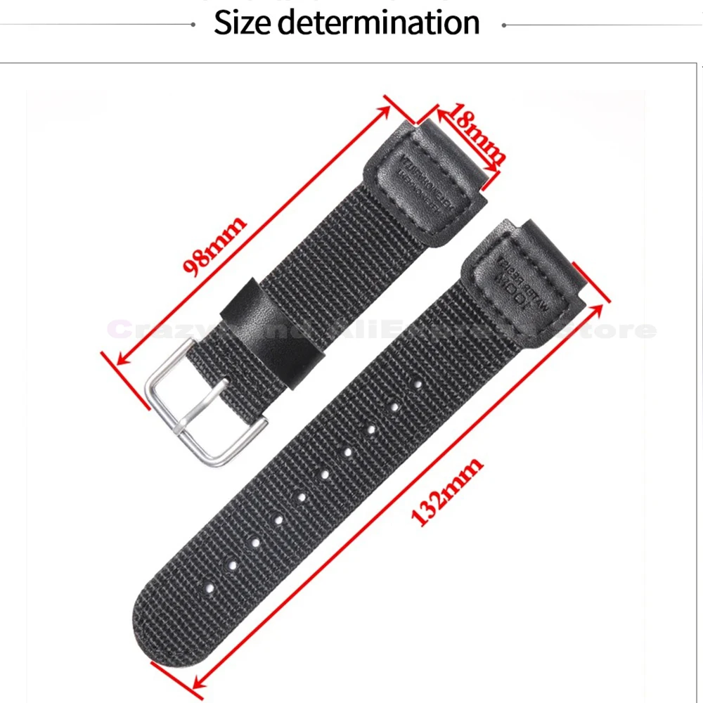 Nylon-Lederarmband für CASIO AE1000W AE1200 PRG-270 AQ-S810 W-735H AEQ-110W SGW300/400 MRW-200H Herrenarmband-Zubehör 18 mm – Detail 3