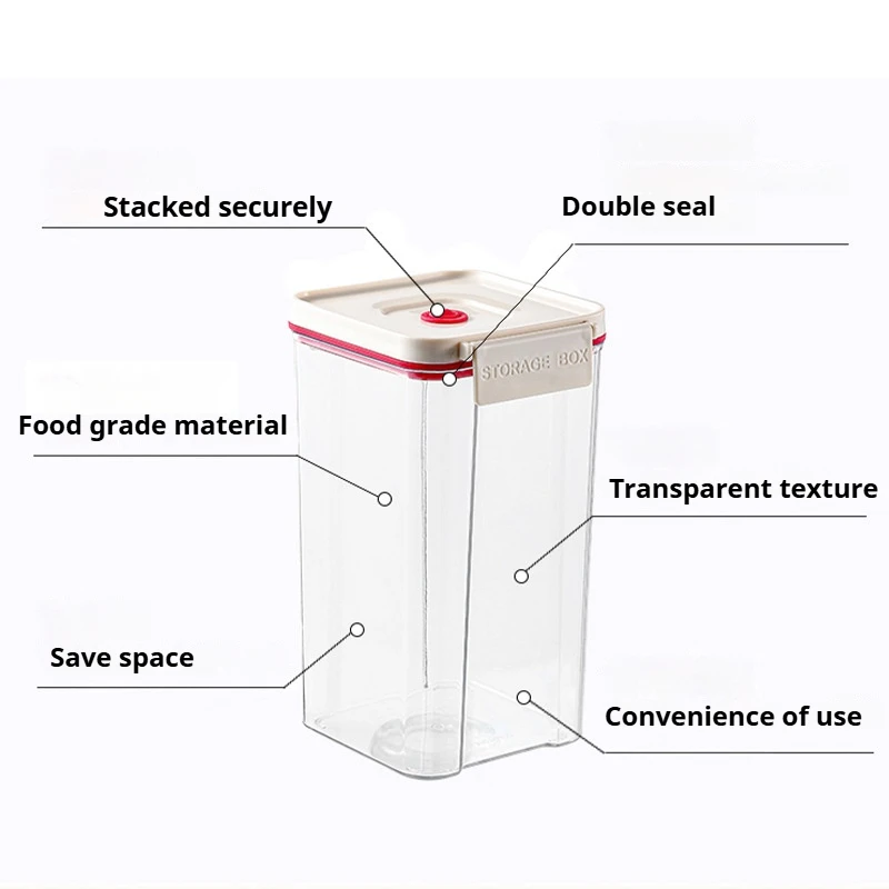 Vacuum Sealed Tank Food Vacuum Storage Box Kitchen Cereals Sealed Canister  Fresh-Keeping Food Organizer Dispenser 6