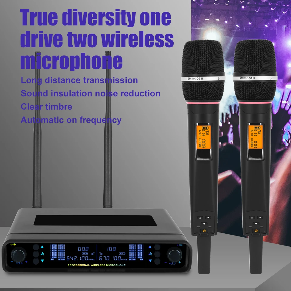 ワイヤレスマイクシステム プロフェッショナル UHF 4CH カラオケ 会議