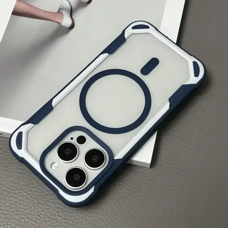 Luxury Armor Magnetic Clear Hard Bumper Phone Case - Dual Color Design