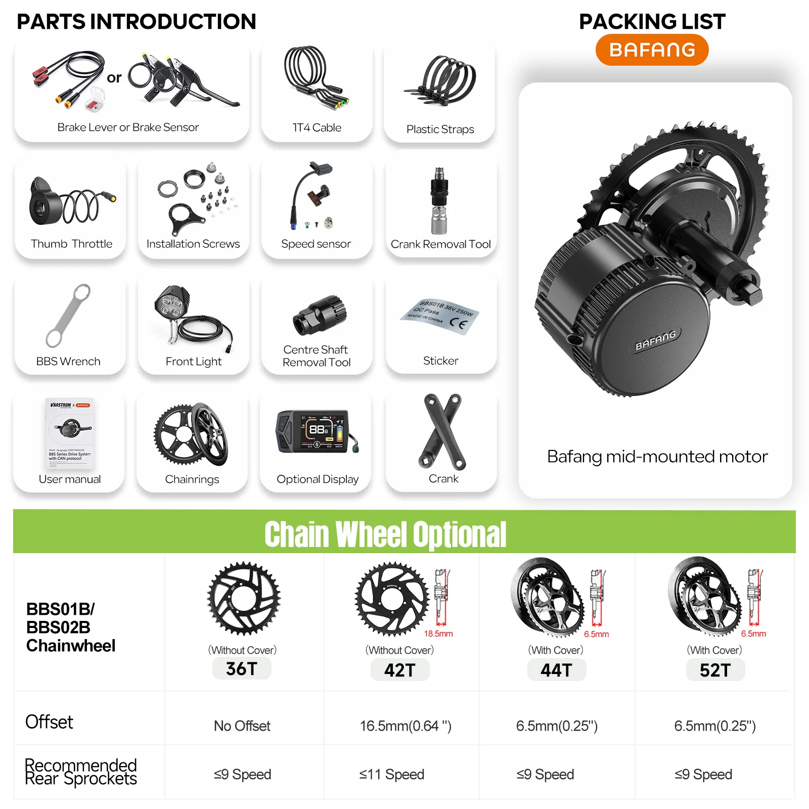 Bafang 36V 500W BBS02B Mid Drive Motor Electric Bike Conversion