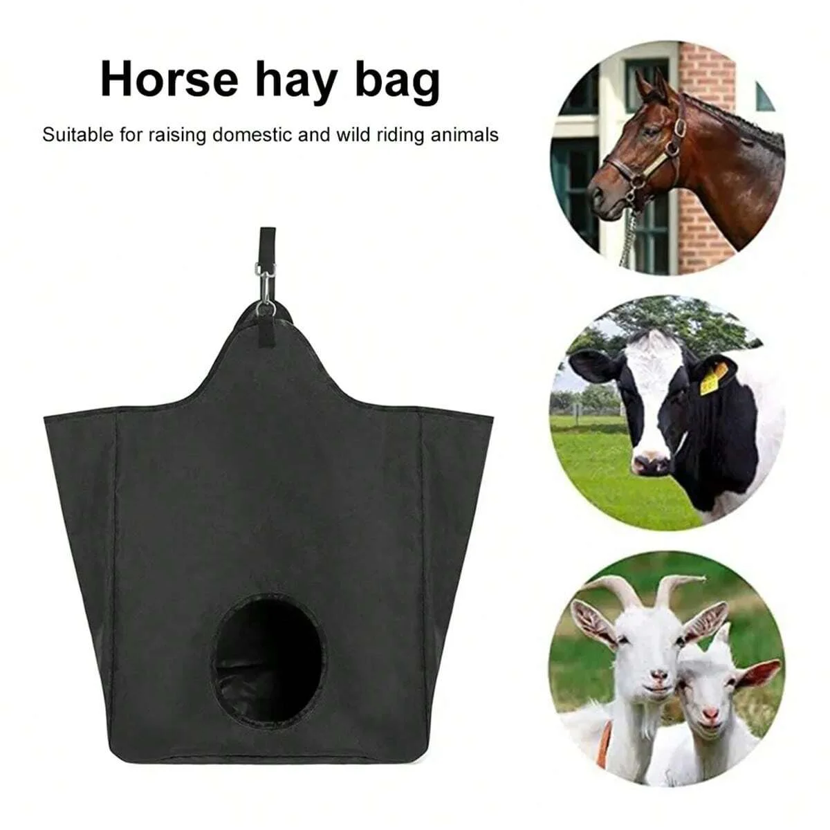 1pc-Large capacity horse hay bag, horse slow feeding tote bag, goat hay feed storage bag