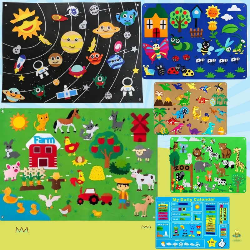 

Farm Animals Felt Story Board Farmhouse Storybook Wall Hanging Decor Early Learning Interactive Play Kids Gifts Montessori Toys