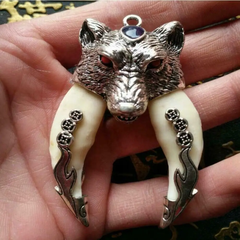 Zinc Alloy Wolf Fangs Necklace Vintage Tooth Bone Jewellery