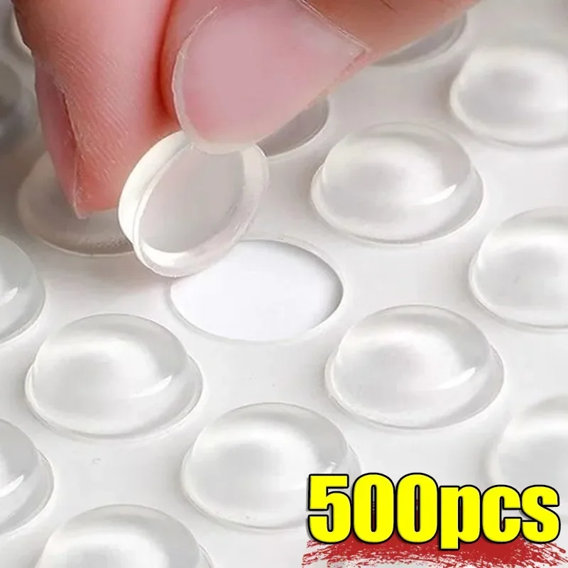 500/50PCS Transparent Dots Self Adhesive er Pads Cabinet Bumpers Silicone Furniture Anti-crash Dot Cushion Protective Pads