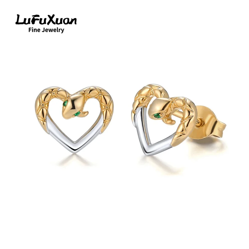 

LuFuXuan Sterling Silver S925 Zircon Love Snake Shape Ear Studs Seiko Senior Sense Temperament Luxury Gift for Women