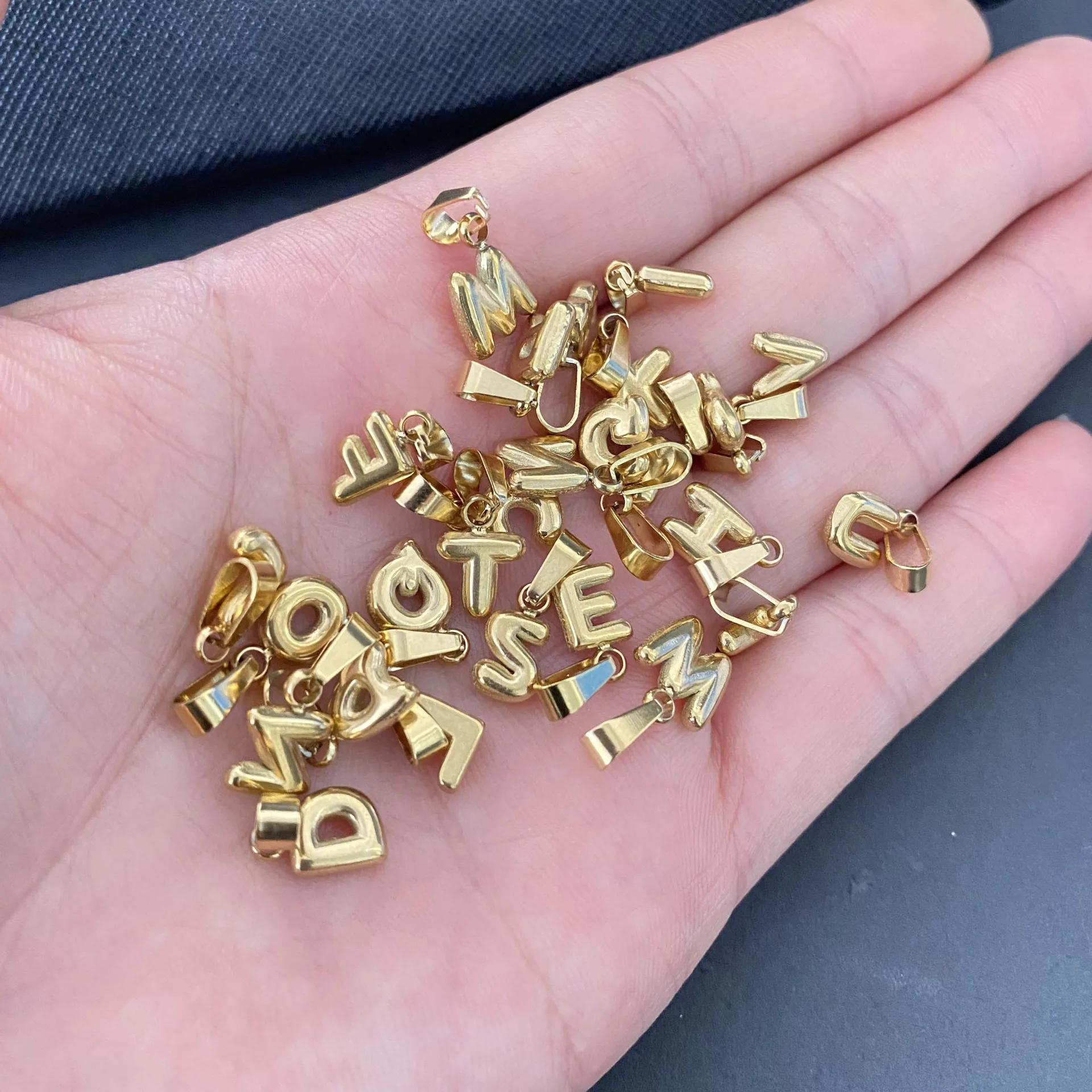 Bubbles A-Z Mini Letter Charms Small Balloon Initial Alphabet Pendant for Neckalce Can Be Freely Matched Birthday Gift Jewelry