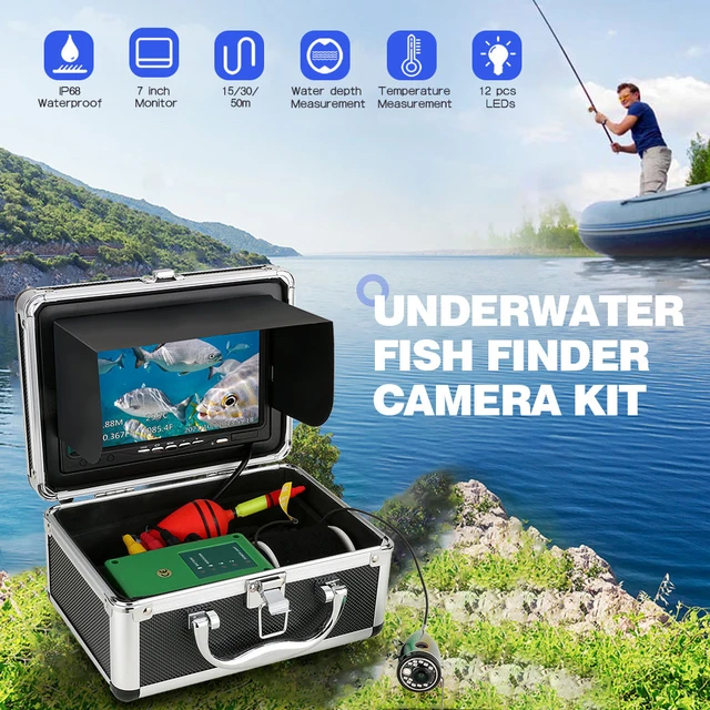 Camera sous Marine Peche DVR, Moniteur LCD 7 Pouces HD 1080P Fish Finder  15m Caméra étanche pour Pêche sur Glace, en lac et en Bateau Caméra de  Pêche sous-Marine (15M, 7 inch) 