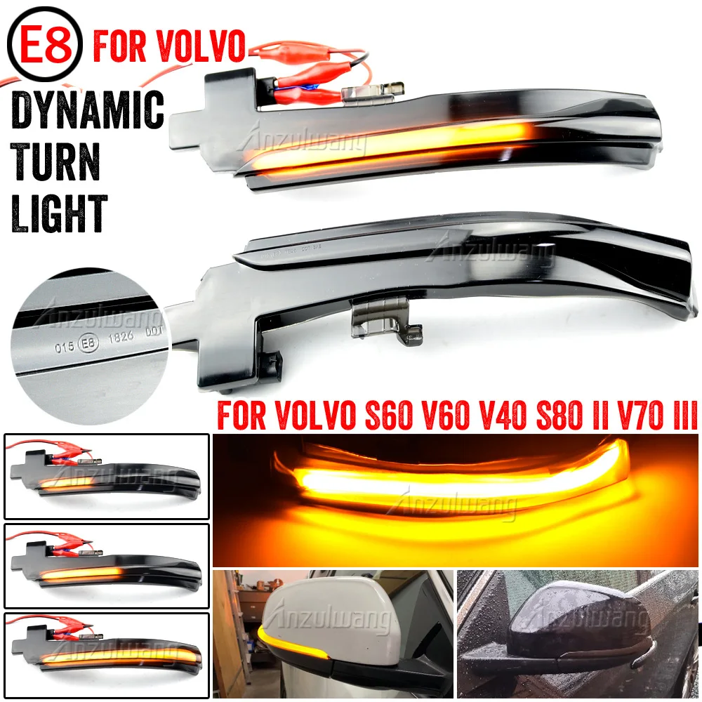 

For Volvo V40 CC II V60 S60 2011-2018 S80 V70 III Dynamic LED Rearview Mirror Sequential Turn Signal Indicator Lamp