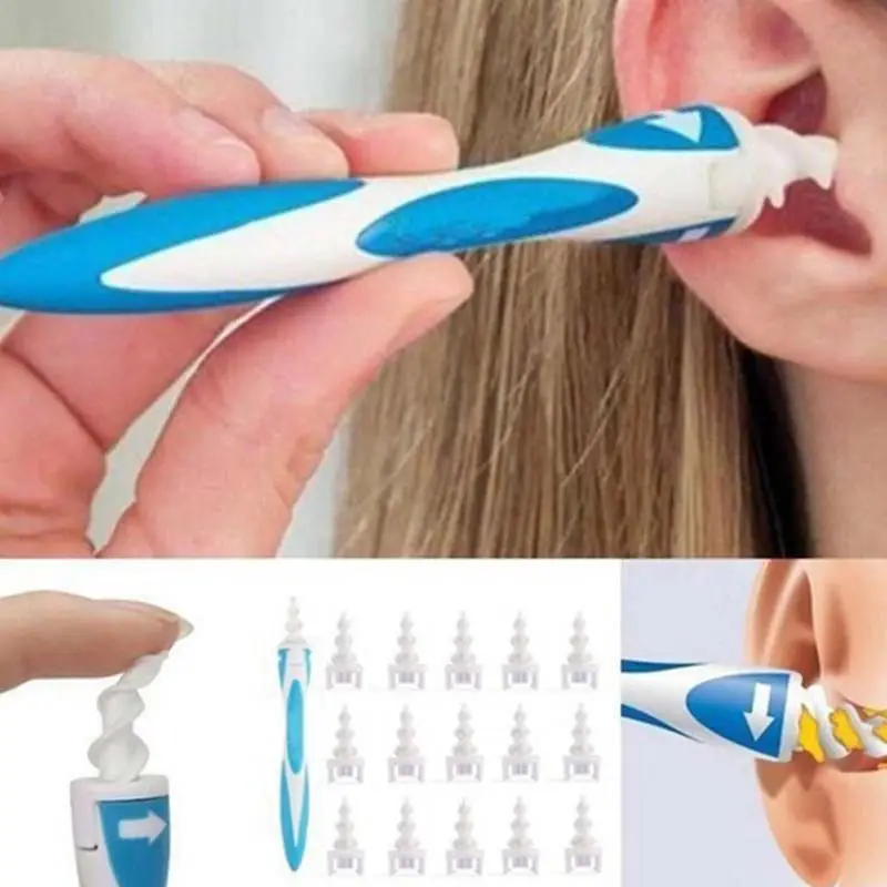 Ear Wax Cleaner Spiral Portable Soft 16 Head For Adults And Children Wax Cleaning