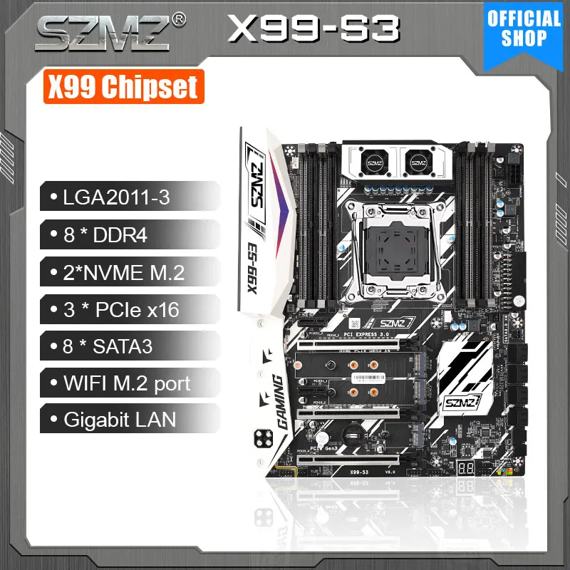SZMZ real X99 Motherboard LGA 2011 V3 Support Xeon kit processor and 8 ...