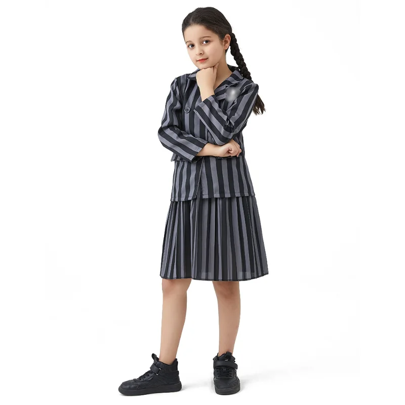 Dzieci Wednesday Addams Przebranie Na Karnawał Dziewczyna W Środę Nigdy Więcej Mundurek Szkolny Impreza Z Okazji Halloween Ubrania Garnitury I Spódnic