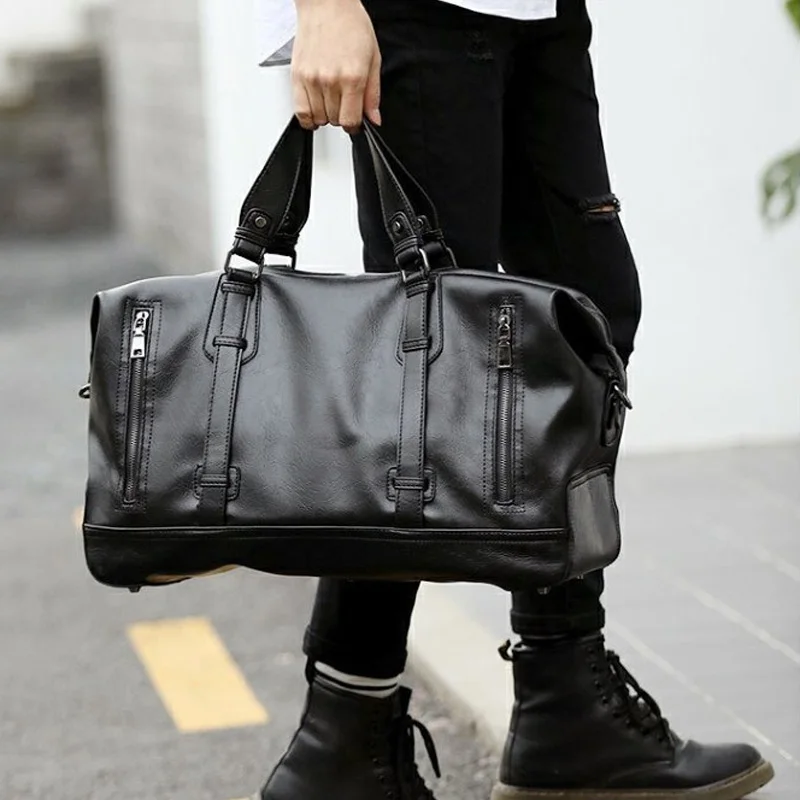 Fitness Gym Bag Man Travel PU Leather Outdoor Sports Handbag Multi-functional Large Capacity Storage Shoulder Trip Bags xa171wd 3