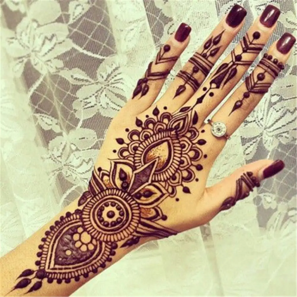

Fashion Henna Tattoo Stencil Temporary Hand Tattoos DIY Body Art Paint Sticker Template Indian Wedding Painting Kit Tools