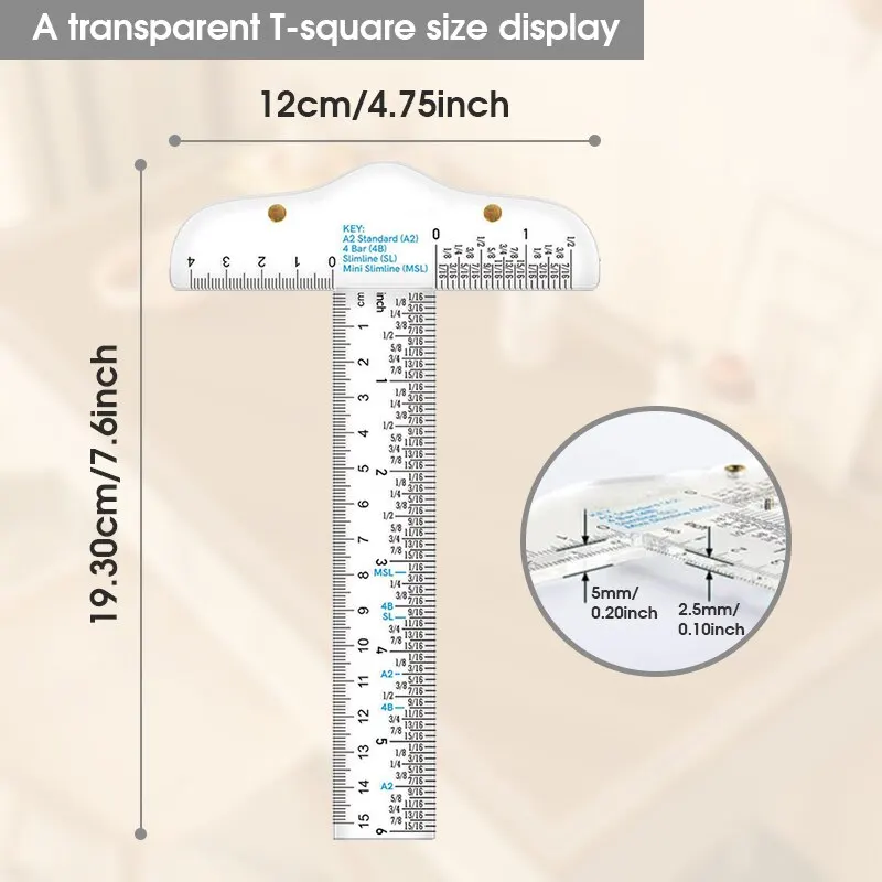  6 Inches Clear Acrylic T-Square Ruler, T Square Ruler, Drafting  Tools, Drafting T Square, T Ruler Transparent for Crafting and Drafting :  Office Products