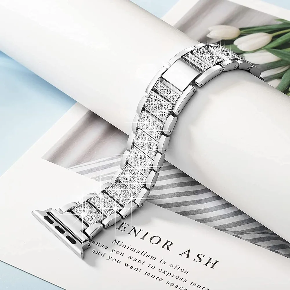รูปสินค้า สร้อยข้อมือแฟชั่นสำหรับ Apple Watch หลายขนาด วัสดุโลหะ