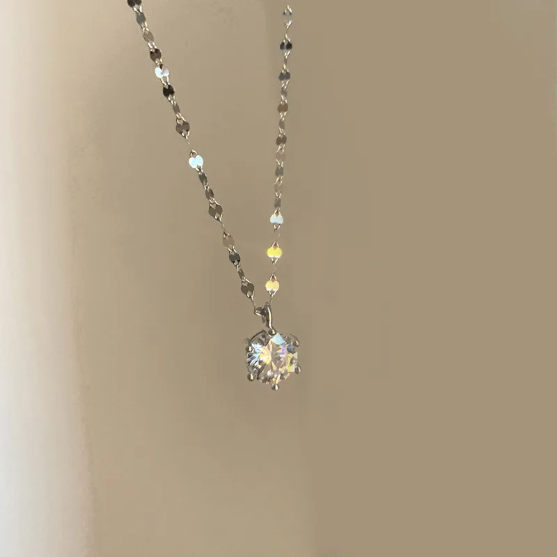 

New Shiny Diamond Necklace Premium Simple Zircon Pendant Clavicle Chain Women Wedding Party Jewelry Gift