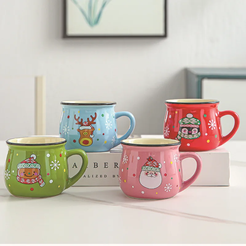 Christmas Ceramic Mug Cartoon Santa Mousse Cup Coffee Cup For Home Office Baking Dessert Breakfast Milk Mug For Kids Xmas Gift