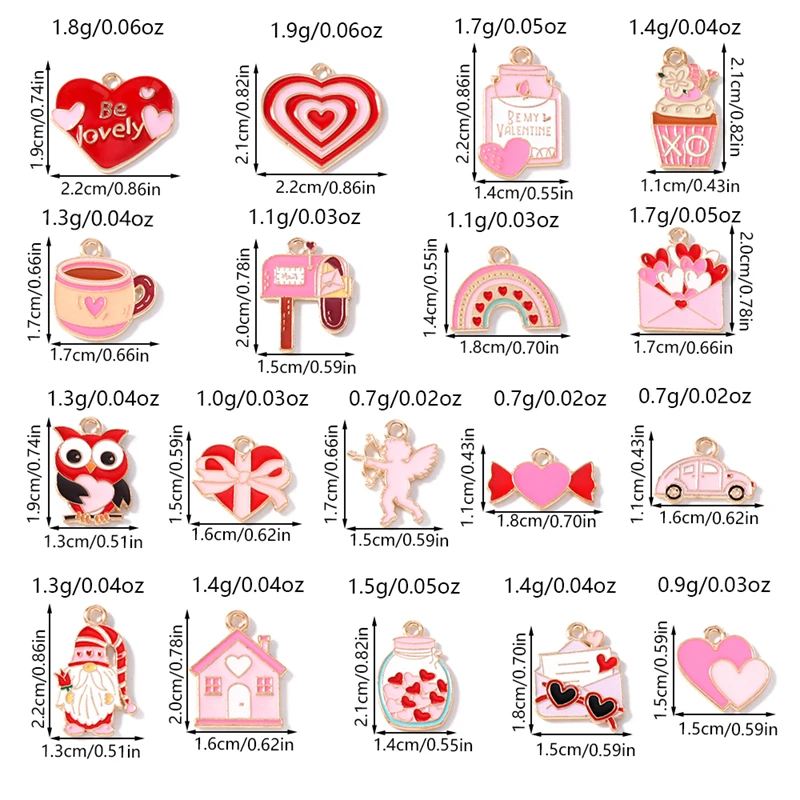 20 Stück gemischte Emaille-Anhänger in Form von Herzen und Buchstaben für die Schmuckherstellung, Halsketten, Ohrringe, Valentinstag, DIY-Bastelarbeiten und Accessoires.
